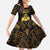 Haitian Negre Marron 1804 Family Matching Off The Shoulder Long Sleeve Dress and Hawaiian Shirt Gold Polynesian Pattern