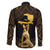 Haitian Negre Marron 1804 Family Matching Off The Shoulder Long Sleeve Dress and Hawaiian Shirt Gold Polynesian Pattern