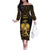 Haitian Negre Marron 1804 Family Matching Off The Shoulder Long Sleeve Dress and Hawaiian Shirt Gold Polynesian Pattern