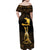 Haitian Negre Marron 1804 Family Matching Off Shoulder Maxi Dress and Hawaiian Shirt Gold Polynesian Pattern