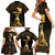 Haitian Negre Marron 1804 Family Matching Short Sleeve Bodycon Dress and Hawaiian Shirt Gold Polynesian Pattern