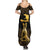 Haitian Negre Marron 1804 Family Matching Summer Maxi Dress and Hawaiian Shirt Gold Polynesian Pattern