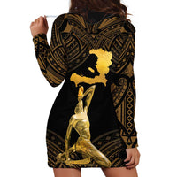 Haitian Negre Marron 1804 Hoodie Dress Gold Polynesian Pattern LT9 - Polynesian Pride