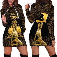 Haitian Negre Marron 1804 Hoodie Dress Gold Polynesian Pattern LT9 - Polynesian Pride
