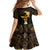 Haitian Negre Marron 1804 Kid Short Sleeve Dress Gold Polynesian Pattern