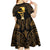 Haitian Negre Marron 1804 Kid Short Sleeve Dress Gold Polynesian Pattern