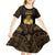 Haitian Negre Marron 1804 Kid Short Sleeve Dress Gold Polynesian Pattern