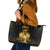 Haitian Negre Marron 1804 Leather Tote Bag Gold Polynesian Pattern