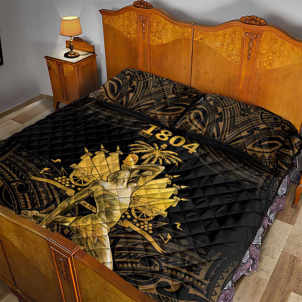 Haitian Negre Marron 1804 Quilt Bed Set Gold Polynesian Pattern LT9 - Polynesian Pride