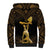 Haitian Negre Marron 1804 Sherpa Hoodie Gold Polynesian Pattern