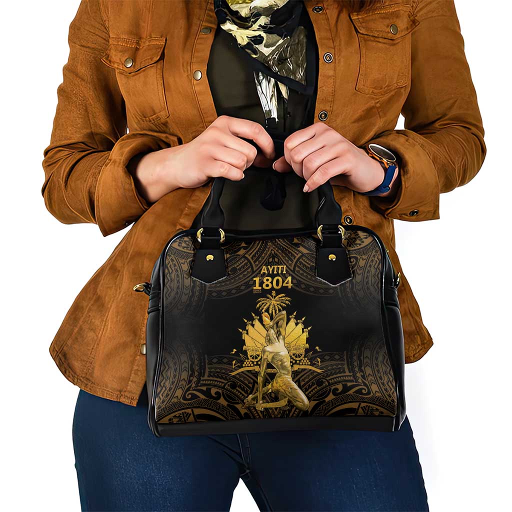 Haitian Negre Marron 1804 Shoulder Handbag Gold Polynesian Pattern LT9 - Polynesian Pride