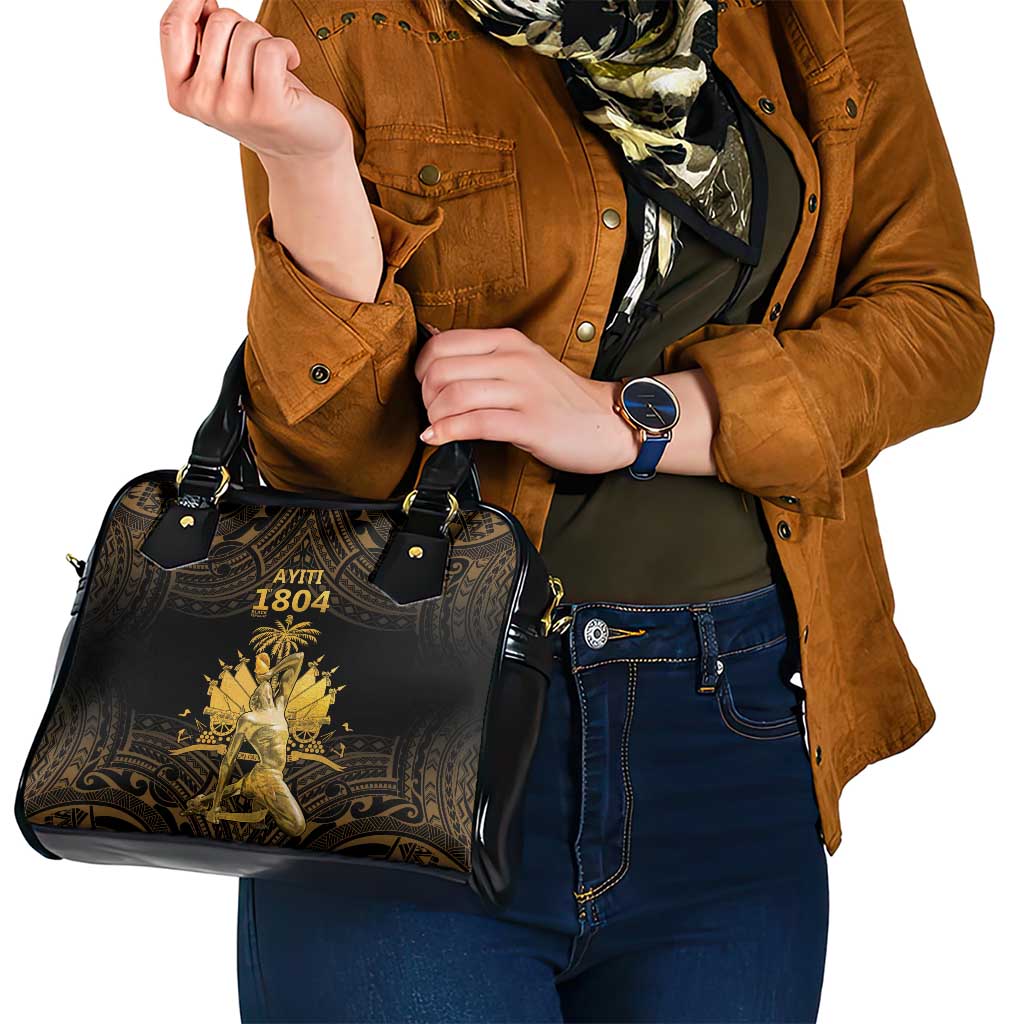 Haitian Negre Marron 1804 Shoulder Handbag Gold Polynesian Pattern LT9 - Polynesian Pride