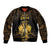 Haitian Negre Marron 1804 Sleeve Zip Bomber Jacket Gold Polynesian Pattern