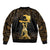 Haitian Negre Marron 1804 Sleeve Zip Bomber Jacket Gold Polynesian Pattern