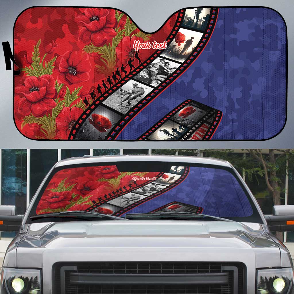 Personalised ANZAC Spirit 1915-2026 Filmstrip Tribute Auto Sun Shade Lest We Forget 25 April LT9 Red - Polynesian Pride