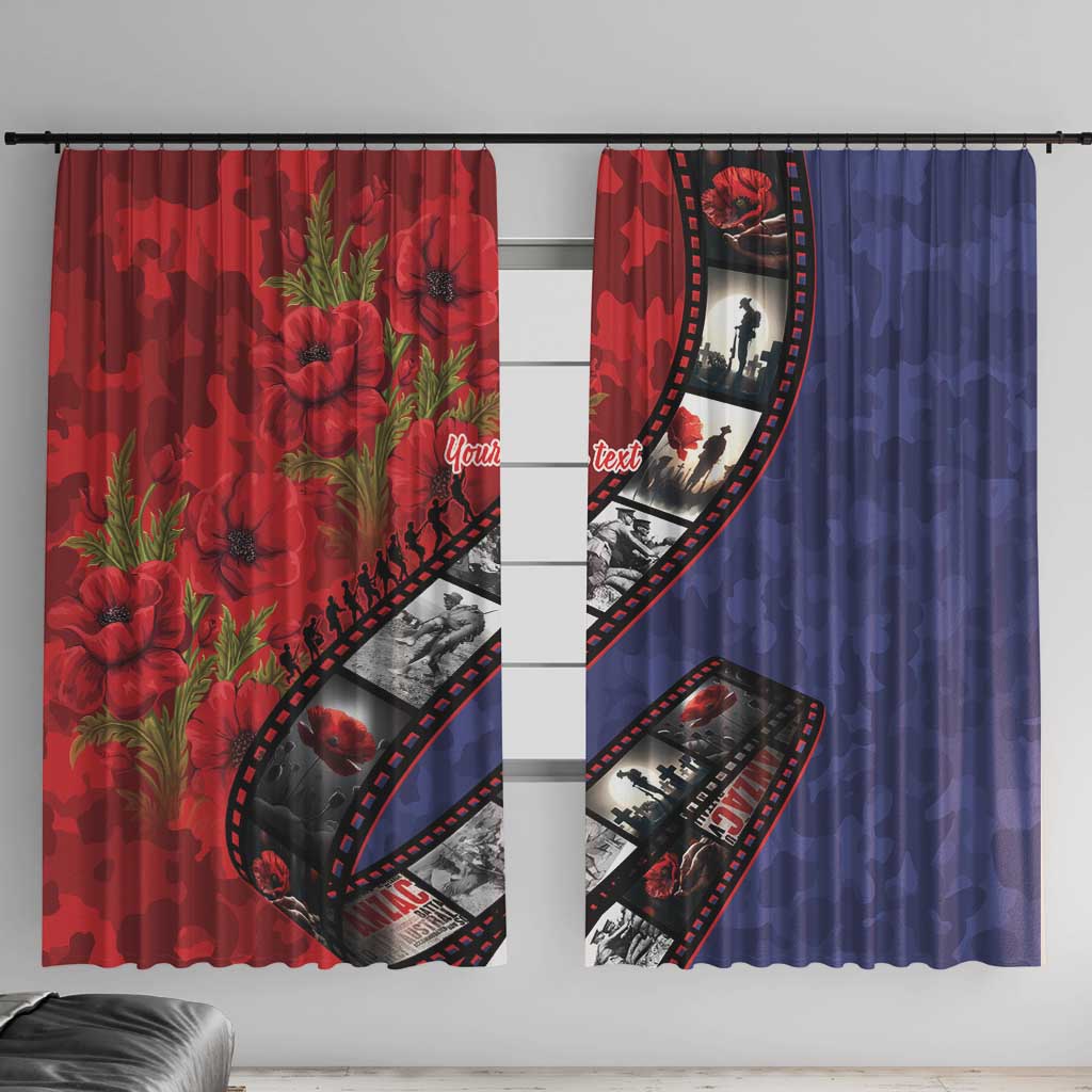 Personalised ANZAC Spirit 1915-2026 Filmstrip Tribute Window Curtain Lest We Forget 25 April LT9 With Hooks Red - Polynesian Pride