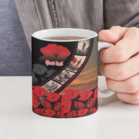 Personalised Remembering ANZAC Lest We Forget Ceramic Mug Vintage Film Frame Memorial Red Poppy LT9 - Polynesian Pride
