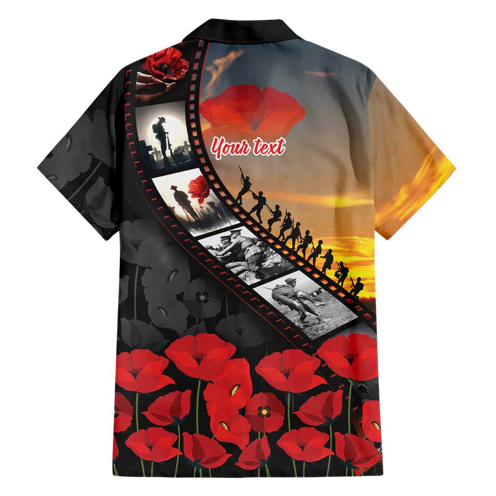 Personalised Remembering ANZAC Lest We Forget Hawaiian Shirt Vintage Film Frame Memorial Red Poppy LT9 - Polynesian Pride