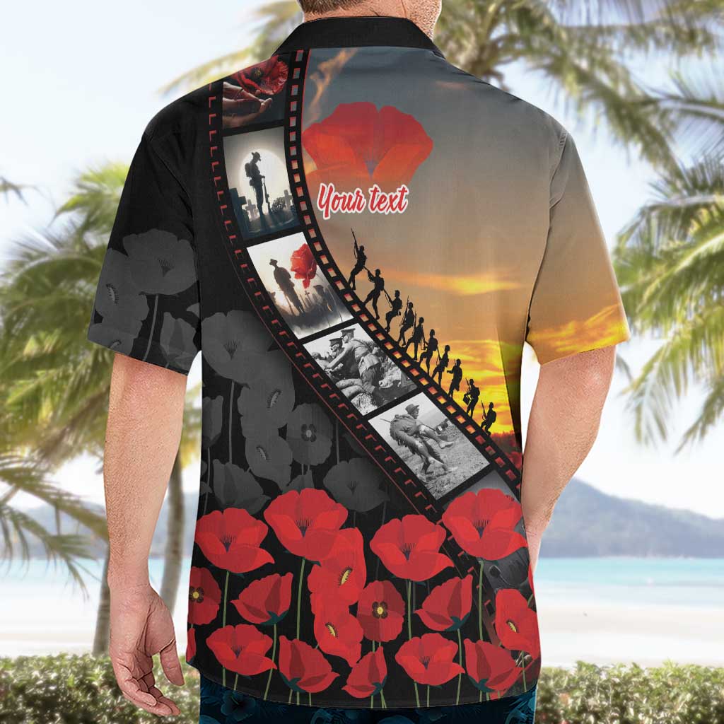 Personalised Remembering ANZAC Lest We Forget Hawaiian Shirt Vintage Film Frame Memorial Red Poppy LT9 - Polynesian Pride