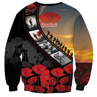 Personalised Remembering ANZAC Lest We Forget Sweatshirt Vintage Film Frame Memorial Red Poppy LT9 - Polynesian Pride