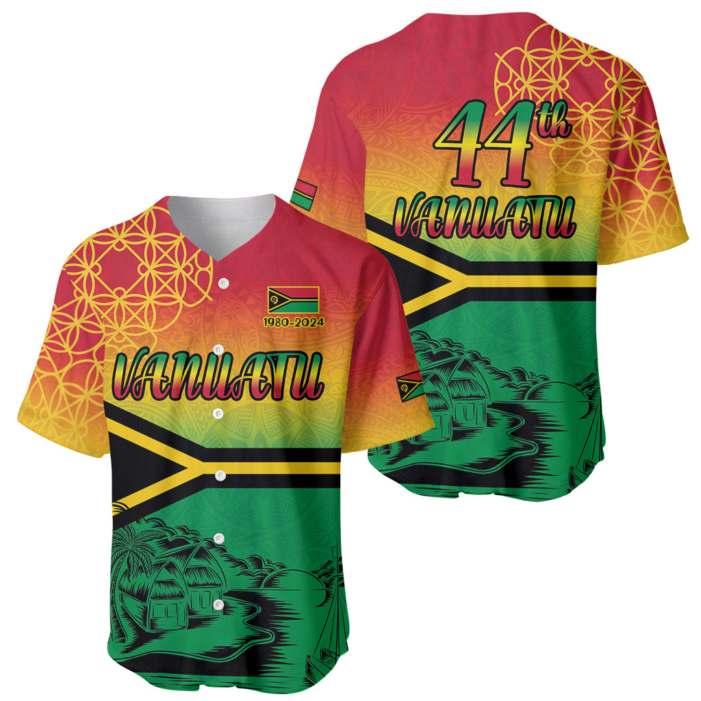 Hapi 44th Indipendens Dei Vanuatu Baseball Jersey Yumi 1980 with Vanuatuan Beach Landscape LT9 - Polynesian Pride