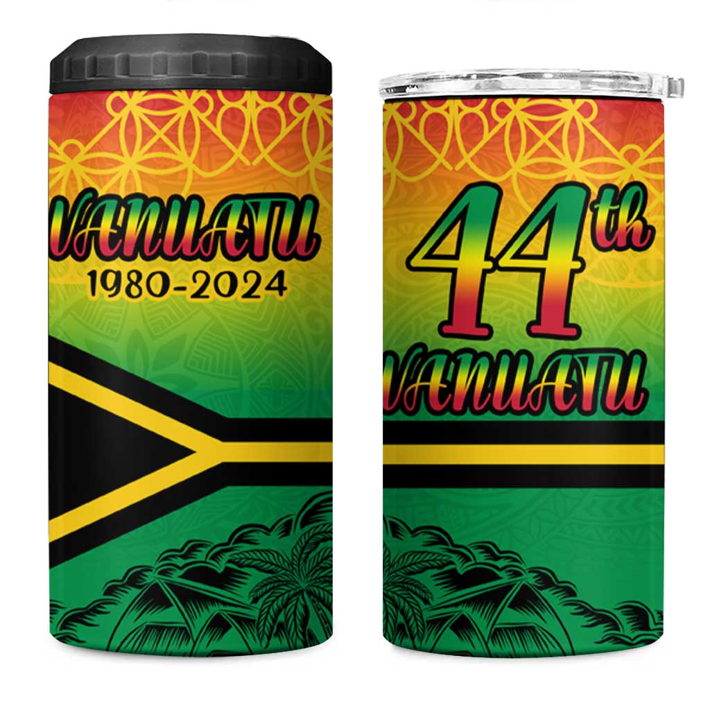 Hapi 44th Indipendens Dei Vanuatu 4 in 1 Can Cooler Tumbler Yumi 1980 with Vanuatuan Beach Landscape LT9 One Size: 16 oz Reggae - Polynesian Pride