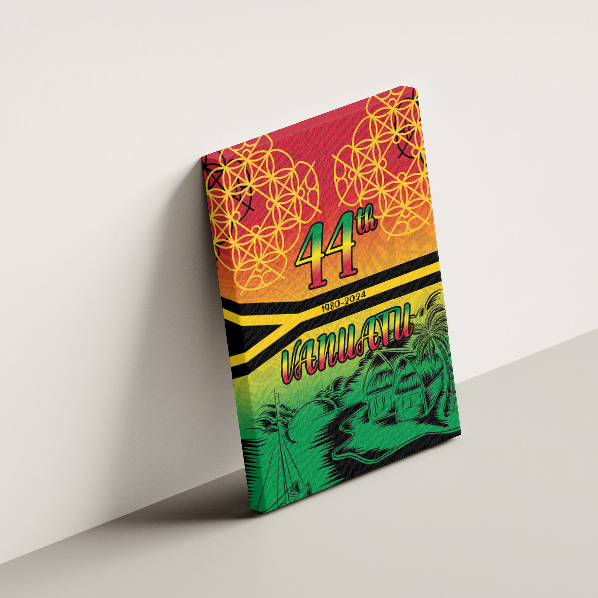 Hapi 44th Indipendens Dei Vanuatu Canvas Wall Art Yumi 1980 with Vanuatuan Beach Landscape LT9 - Polynesian Pride