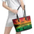 Hapi 44th Indipendens Dei Vanuatu Leather Tote Bag Yumi 1980 with Vanuatuan Beach Landscape