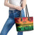 Hapi 44th Indipendens Dei Vanuatu Leather Tote Bag Yumi 1980 with Vanuatuan Beach Landscape