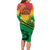 Hapi 44th Indipendens Dei Vanuatu Long Sleeve Bodycon Dress Yumi 1980 with Vanuatuan Beach Landscape