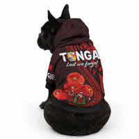 Tonga ANZAC Day Pet Hoodie Lest We Forget Red Version LT9 - Polynesian Pride