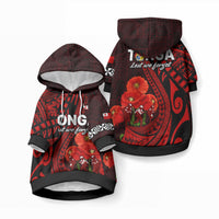 Tonga ANZAC Day Pet Hoodie Lest We Forget Red Version LT9 Pullover Red - Polynesian Pride