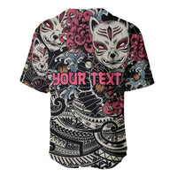 Personalized Japanese Kitsune Mask Baseball Jersey With Polynesian Arty Style LT9 - Polynesian Pride