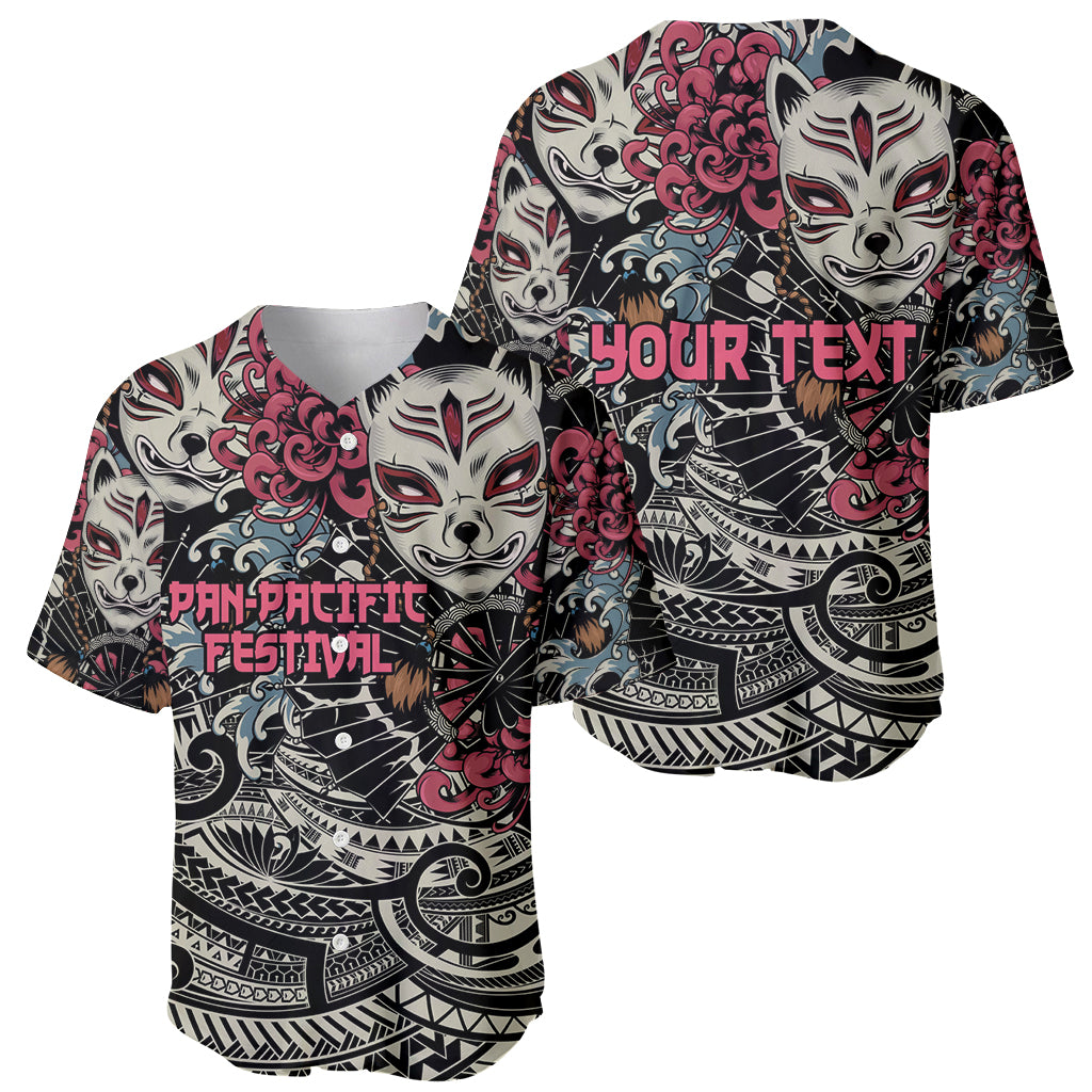 Personalized Japanese Kitsune Mask Baseball Jersey With Polynesian Arty Style LT9 - Polynesian Pride