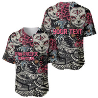 Personalized Japanese Kitsune Mask Baseball Jersey With Polynesian Arty Style LT9 - Polynesian Pride