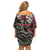 Personalized Japanese Kitsune Mask Family Matching Off Shoulder Short Dress and Hawaiian Shirt With Polynesian Arty Style