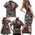 Personalized Japanese Kitsune Mask Family Matching Short Sleeve Bodycon Dress and Hawaiian Shirt With Polynesian Arty Style