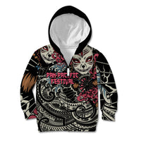 Personalized Japanese Kitsune Mask Kid Hoodie With Polynesian Arty Style LT9 Zip Hoodie Black - Polynesian Pride