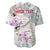 Personalized Japanese Shirasagi Bird Baseball Jersey Sakura and Hibiscus Polynesian Pattern