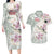 Personalized Japanese Shirasagi Bird Couples Matching Long Sleeve Bodycon Dress and Hawaiian Shirt Sakura and Hibiscus Polynesian Pattern