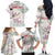 Personalized Japanese Shirasagi Bird Family Matching Off The Shoulder Long Sleeve Dress and Hawaiian Shirt Sakura and Hibiscus Polynesian Pattern