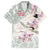 Personalized Japanese Shirasagi Bird Family Matching Off Shoulder Short Dress and Hawaiian Shirt Sakura and Hibiscus Polynesian Pattern