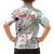 Personalized Japanese Shirasagi Bird Family Matching Short Sleeve Bodycon Dress and Hawaiian Shirt Sakura and Hibiscus Polynesian Pattern