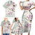 Personalized Japanese Shirasagi Bird Family Matching Short Sleeve Bodycon Dress and Hawaiian Shirt Sakura and Hibiscus Polynesian Pattern