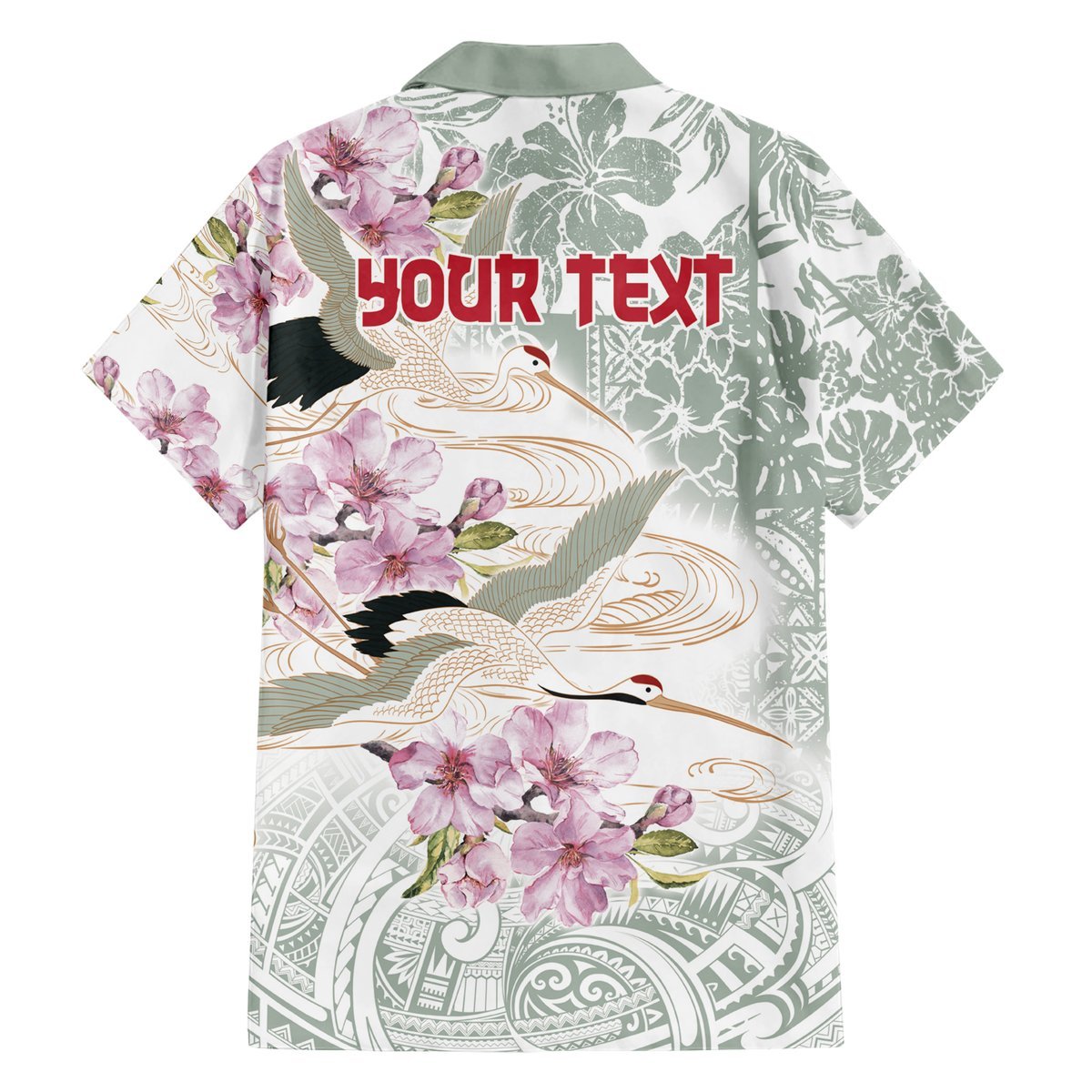 Personalized Japanese Shirasagi Bird Hawaiian Shirt Sakura and Hibiscus Polynesian Pattern LT9 - Polynesian Pride