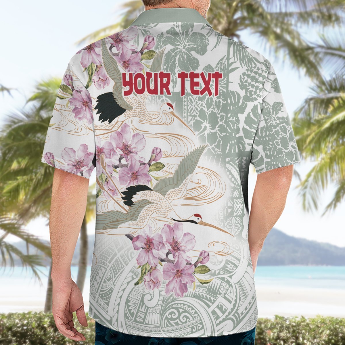 Personalized Japanese Shirasagi Bird Hawaiian Shirt Sakura and Hibiscus Polynesian Pattern LT9 - Polynesian Pride