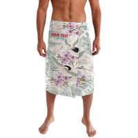 Personalized Japanese Shirasagi Bird Lavalava Sakura and Hibiscus Polynesian Pattern LT9 White - Polynesian Pride