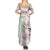 Personalized Japanese Shirasagi Bird Summer Maxi Dress Sakura and Hibiscus Polynesian Pattern