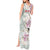 Personalized Japanese Shirasagi Bird Tank Maxi Dress Sakura and Hibiscus Polynesian Pattern