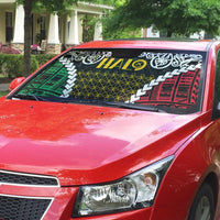 Halo Vanuatu Pride Auto Sun Shade Vanuatuan Sand Drawing Pattern LT9 - Polynesian Pride